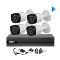 Kit Seguridad Dahua Hd Dvr 4ch + 4 Camaras Bulle O Domo App